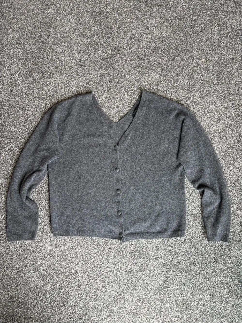 Zara Grey Wool Cashmere Double V Button Front Long Sleeve Cardigan size medium